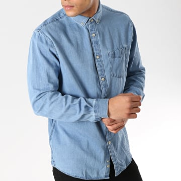 Chemise Homme CELIO 100% Lin Bleue - Taille XL, Manches Longues, Occasion Très Bon état