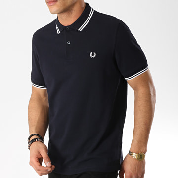  Fred Perry - Polo Manches Courtes Twin Tipped M3600 Bleu Marine Blanc
