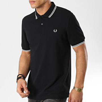  Fred Perry - Polo Manches Courtes Twin Tipped M3600 Noir Blanc 