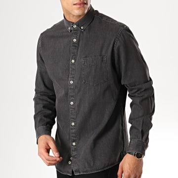Chemise Celio Manches Longues En Lin 100% – Gris, Taille XL, Occasion Très Bon état, Coupe Décontractée
