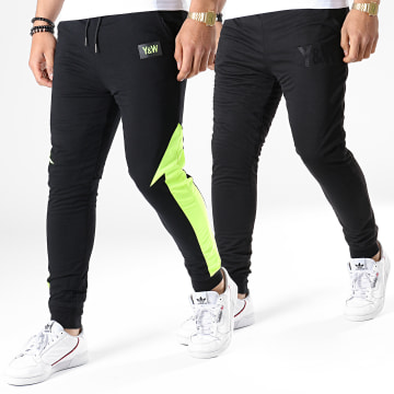  Y et W - Pantalon de Jogging Réversible Fluo Revers Noir Jaune