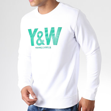  Y et W - Sweat Crewneck Logo Blanc Vert