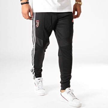 Adidas Sportswear Pantalon Jogging A Bandes Juventus TR DX9129 Noir Blanc Corail Fluo LaBoutiqueOfficielle