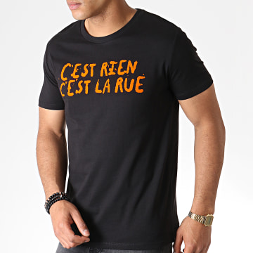  C'est Rien C'est La Rue - Tee Shirt Flock Noir Orange