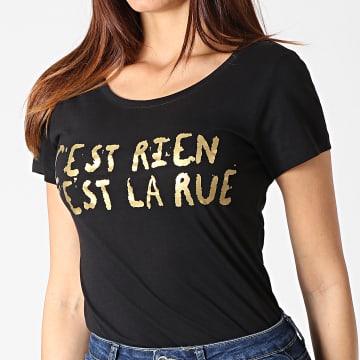  C'est Rien C'est La Rue - Tee Shirt Femme Logo Noir Doré