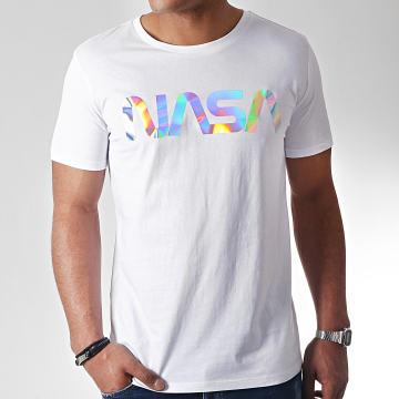 NASA - Tee Shirt Iridescent Worm Logo Blanc