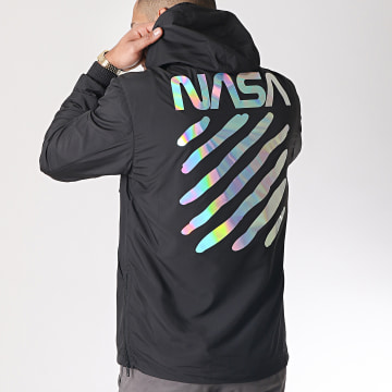 NASA - Giacca a vento con cappuccio iridescente nero