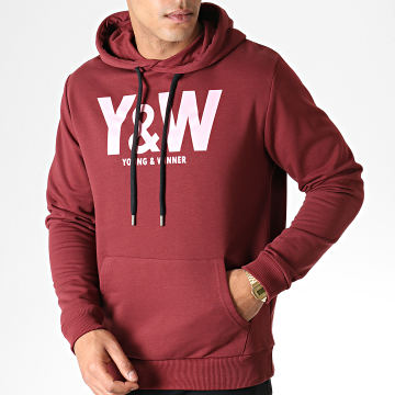  Y et W - Sweat Capuche Logo Bordeaux Rose