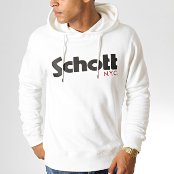  Schott NYC - Sweat Capuche Logo Blanc Cassé