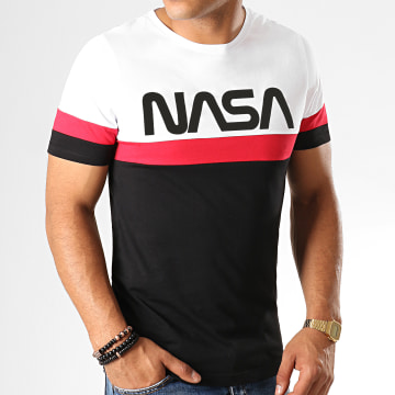  NASA - Tee Shirt Worm Logo Tricolore Noir Blanc Rouge