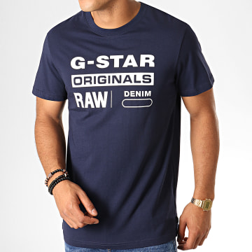  G-Star - Tee Shirt Graphic 8 D14143-336 Bleu Marine Blanc
