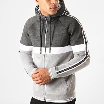 Teddy Smith Sweat Zippe Capuche A Bandes Dy Gris Chine Girs Anthracite Chine LaBoutiqueOfficielle