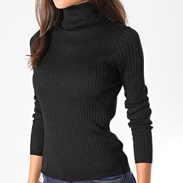 Only - Pull Col Roulé Femme Flora Noir Brillant - Ryses
