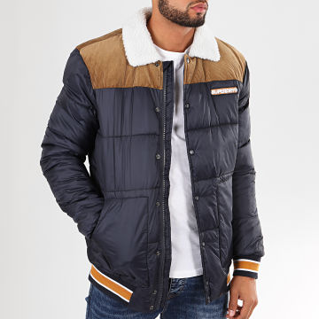 Superdry Veste Zippe Col Mouton Downhill Racer Box Quilt M5000024A Bleu Marine LaBoutiqueOfficielle