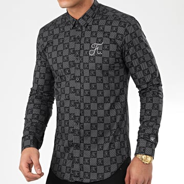  Final Club - Chemise Manches Longues Premium Avec Damier et Broderie 279 Noir