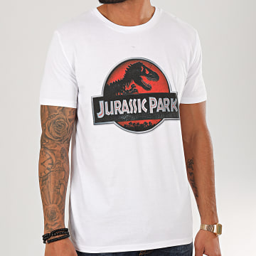  Jurassic Park - Tee Shirt Logo 3D Blanc