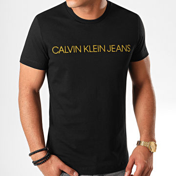  Calvin Klein - Tee Shirt Slim Institutional Logo 5577 Noir Doré