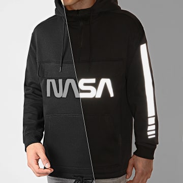  NASA - Sweat Outdoor Col Zippé Worm Logo Reflective Noir