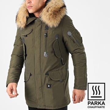 Comme Des Loups Parka Chauffante Fourrure Copenhagen Vert Kaki Beige LaBoutiqueOfficielle