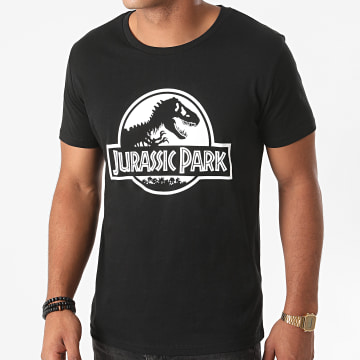  Jurassic Park - Tee Shirt Logo Black And White Noir