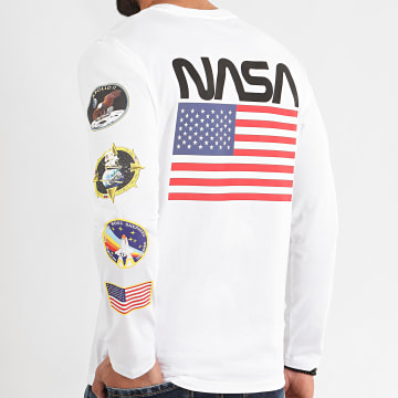 NASA - Camiseta de manga larga USA Back Blanca