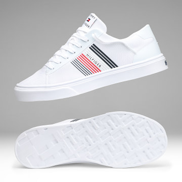 Tommy Hilfiger - Baskets Lightweight Stripes Knit 2836 Blanc