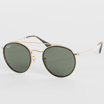 Ray-Ban - Ronde zonnebril met dubbele brug 0RB3647N Olijfgroen Goud