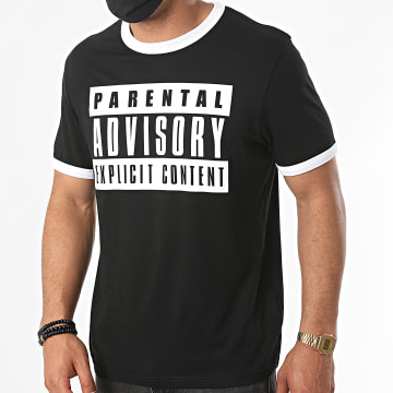  Parental Advisory - Tee Shirt Ringer Logo Noir Blanc