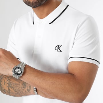 Calvin Klein - Polo Manches Courtes Slim Tipping 5603 Blanc