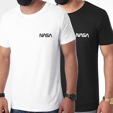  NASA - Lot De 2 Tee Shirts Simple Chest Noir Et Blanc