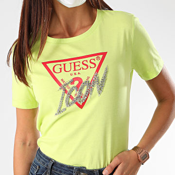 Guess Tee Shirt Femme W0YI32 I3Z00 Strass Vert LaBoutiqueOfficielle