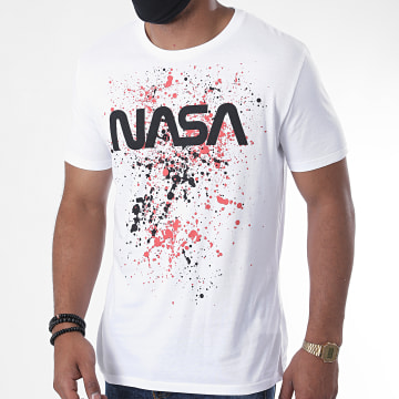  NASA - Tee Shirt Worm Splatter Blanc Orange