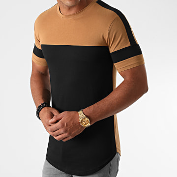  LBO - Tee Shirt Oversize A Bandes 1213 Camel Noir