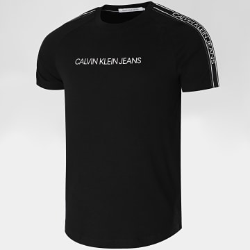  Calvin Klein - Tee Shirt A Bandes Logo Tape Shoulder 5983 Noir
