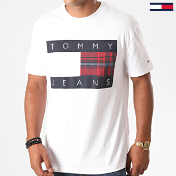 Tommy Jeans Tee Shirt Plaid Centre Flag 8791 Blanc LaBoutiqueOfficielle