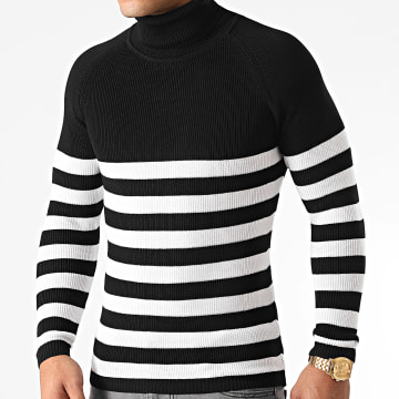 Pull Col Roulé Trussardi Jeans Marinière Anthracite/blanc - Taille L/XL - Occasion Très Bon état