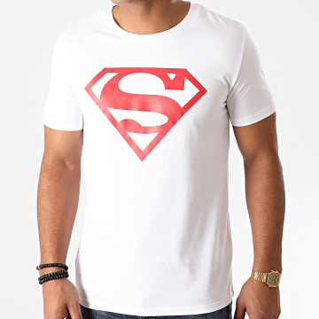  DC Comics - Tee Shirt Superman Logo Blanc Rouge