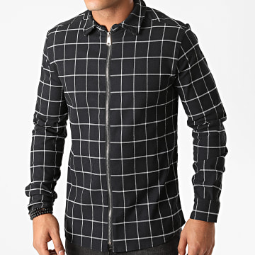 Uniplay - Chemise Manches Longues Zippée A Carreaux UP-C029 Noir ...