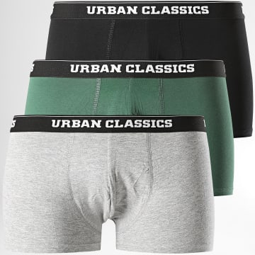  Urban Classics - Lot De 3 Boxers TB3708 Vert Gris Chiné Noir