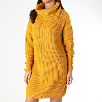 Girls Outfit Robe Pull Col Roule Femme AW212 Jaune Moutarde Dore LaBoutiqueOfficielle