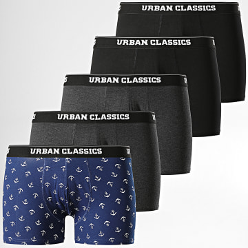  Urban Classics - Lot De 5 Boxers TB3846 Noir Gris Anthracite Bleu Marine