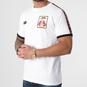  One Piece - Tee Shirt A Bandes Luffy Blanc