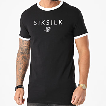  SikSilk - Tee Shirt Straight Hem Gym SS-17092 Noir Blanc