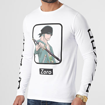  One Piece - Tee Shirt Manches Longues Selfie Zoro Front Blanc