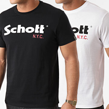  Schott NYC - Lot De 2 Tee Shirts TS01MCLOGO Blanc Noir