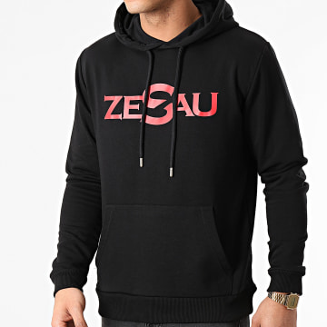 Zesau - Felpa con cappuccio con logo nero rosso