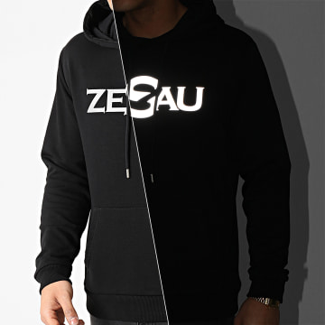 Zesau - Sweat Capuche Réfléchissant Logo Noir