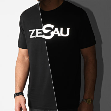 Zesau - Maglietta nera con logo riflettente