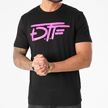 DTF - Camiseta con logo negro rosa neón