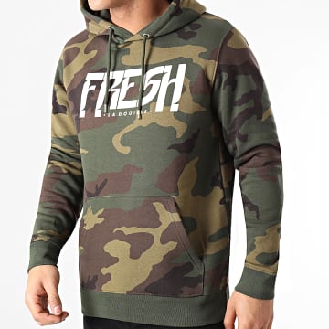  Fresh La Douille - Sweat Capuche Camouflage Logo Vert Kaki